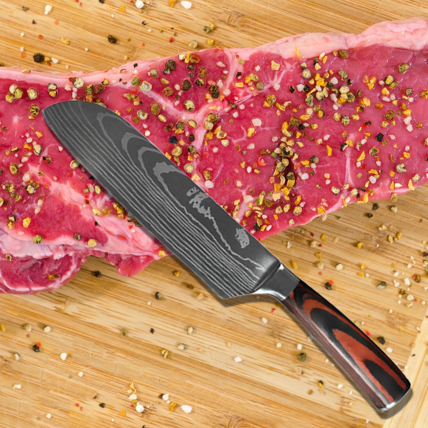 Chef Knife Set – Laser Damascus Pattern, Japanese-Inspired