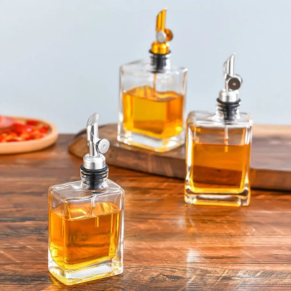 Elegant Glass Olive Oil & Vinegar Dispenser – Stainless Steel Pourer | 200ml & 280ml Sizes