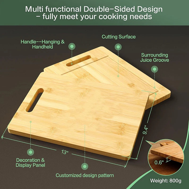 Premium Bamboo Cutting Board Set β Thick, Durable & Eco-Friendly Chopping Boards for Meat, Vegetables & Fruit
