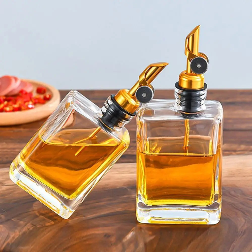 Elegant Glass Olive Oil & Vinegar Dispenser – Stainless Steel Pourer | 200ml & 280ml Sizes