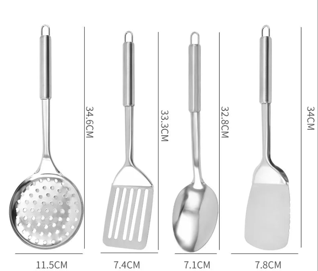 Premium Stainless Steel Kitchen Utensil Set – 11-Piece Cooking & Serving Tools with Hanging Hooks