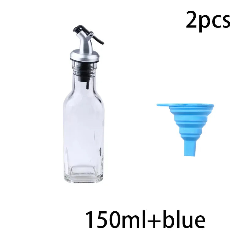 Premium Glass Oil & Vinegar Dispenser Bottles with Silicone Funnel – Multiple Sizes & Colors