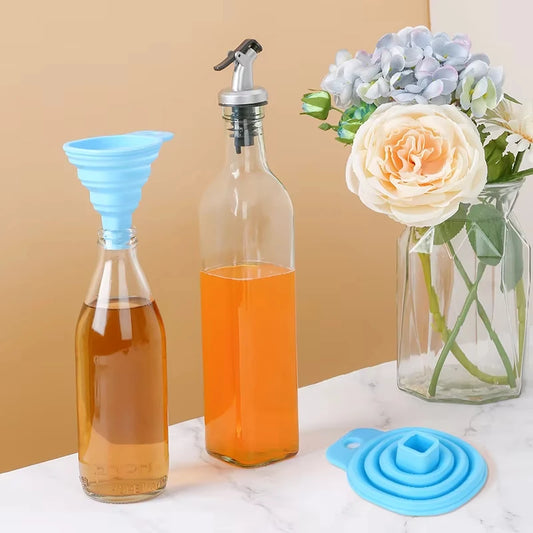 Premium Glass Oil & Vinegar Dispenser Bottles with Silicone Funnel – Multiple Sizes & Colors