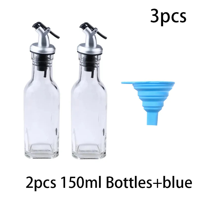 Premium Glass Oil & Vinegar Dispenser Bottles with Silicone Funnel – Multiple Sizes & Colors