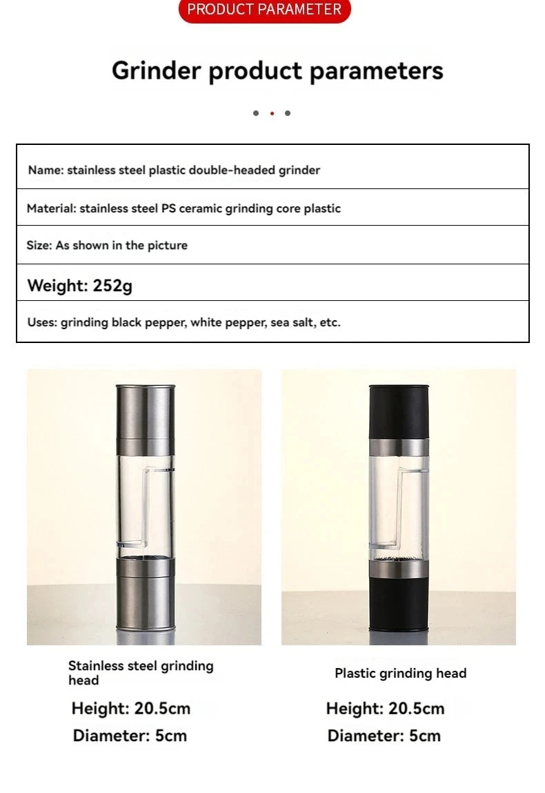 2-in-1 Stainless Steel Salt & Pepper Grinder – Adjustable Ceramic Core