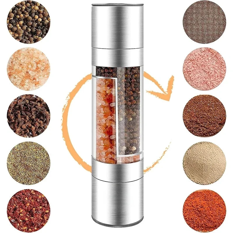 2-in-1 Stainless Steel Salt & Pepper Grinder – Adjustable Ceramic Core