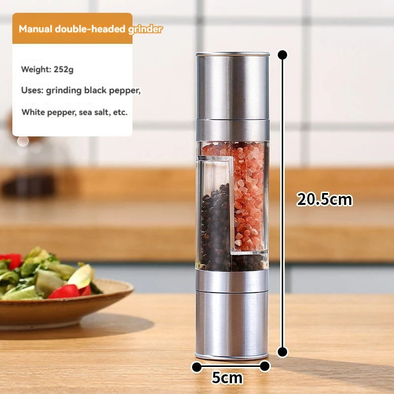 2-in-1 Stainless Steel Salt & Pepper Grinder – Adjustable Ceramic Core