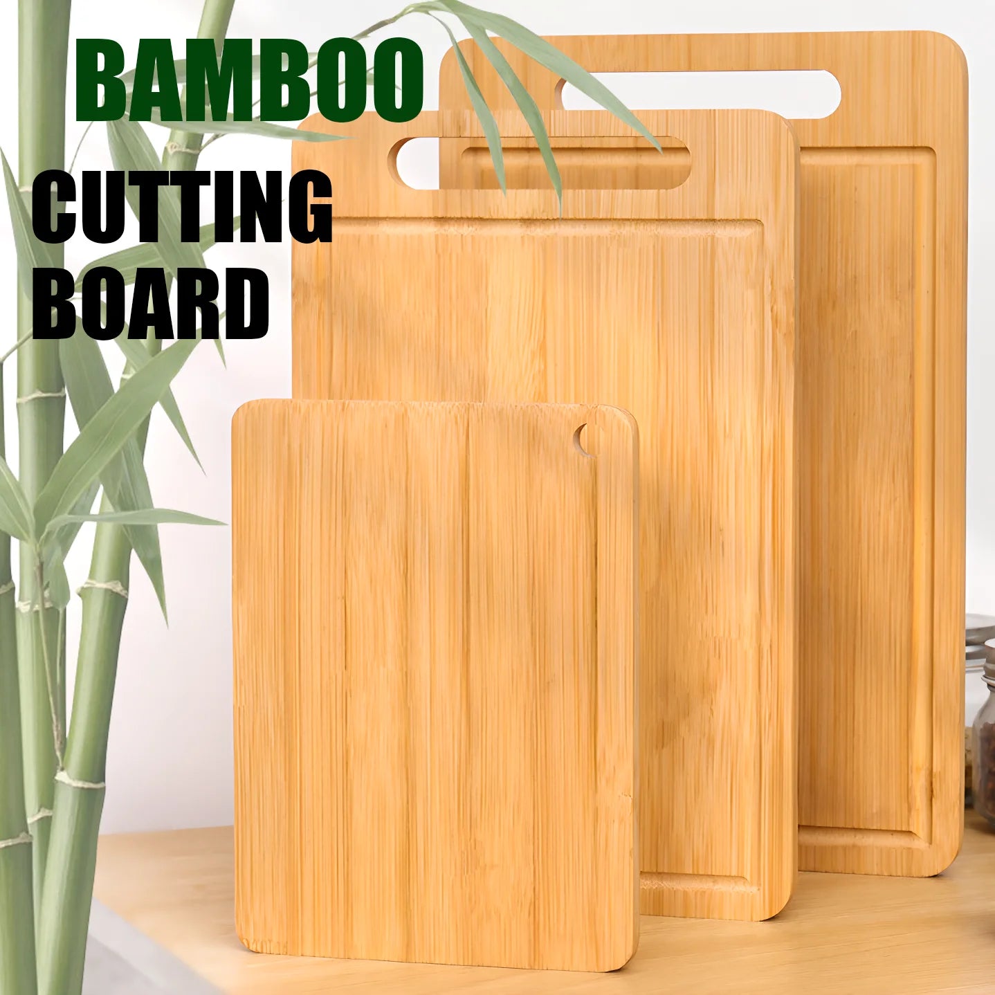 Premium Bamboo Cutting Board Set – Thick, Durable & Eco-Friendly Chopping Boards for Meat, Vegetables & Fruit