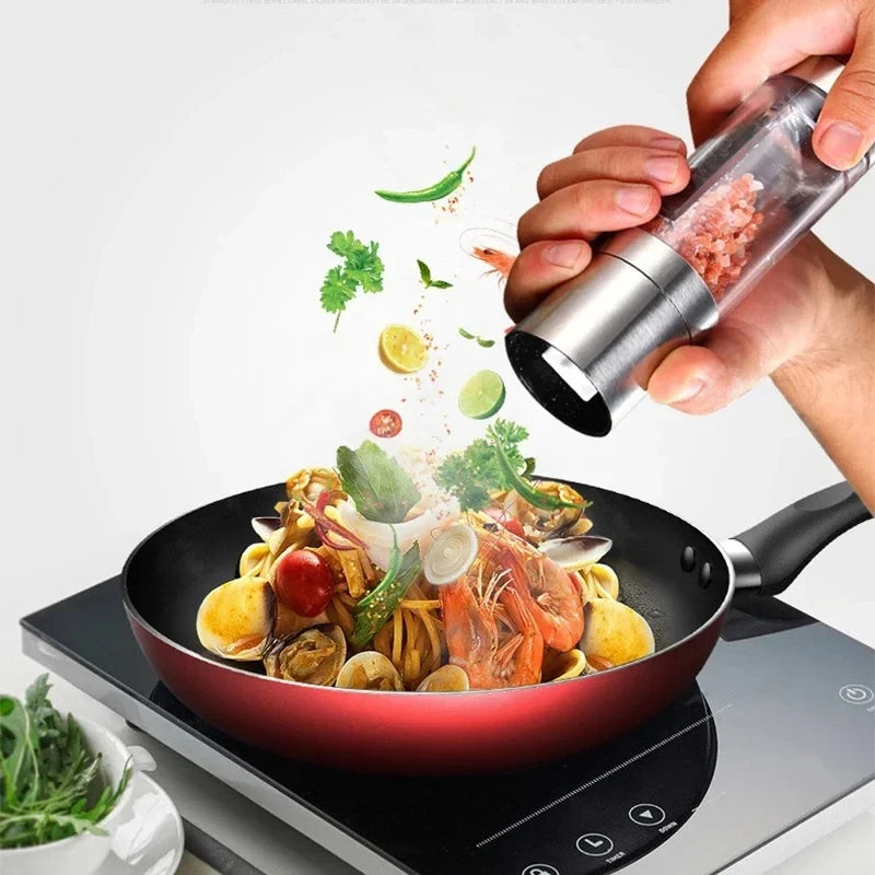 2-in-1 Stainless Steel Salt & Pepper Grinder – Adjustable Ceramic Core