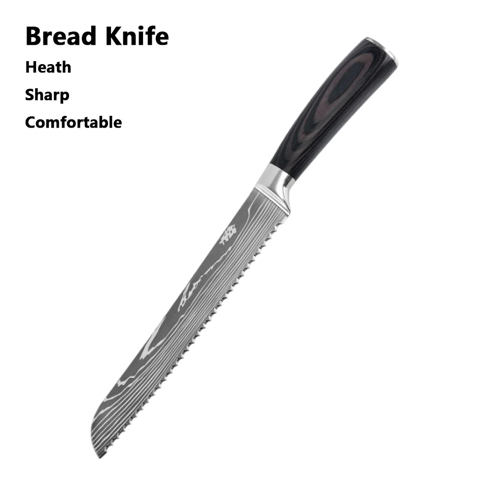 Chef Knife Set – Laser Damascus Pattern, Japanese-Inspired