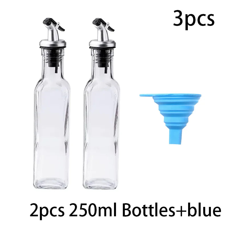 Premium Glass Oil & Vinegar Dispenser Bottles with Silicone Funnel – Multiple Sizes & Colors