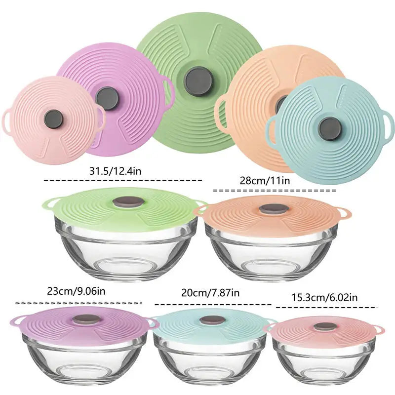 Universal Silicone Sealing Lids – Reusable, Self-Sealing, Heat-Resistant Covers for Pots, Pans & Bowls