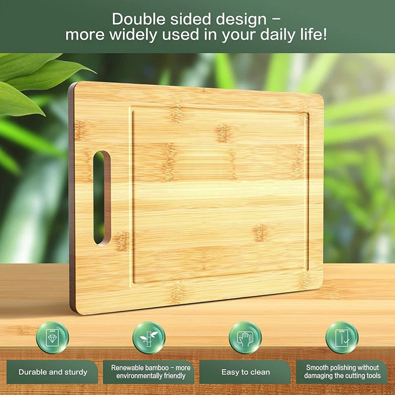 Premium Bamboo Cutting Board Set – Thick, Durable & Eco-Friendly Chopping Boards for Meat, Vegetables & Fruit
