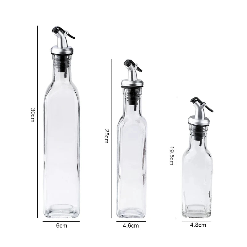 Premium Glass Oil & Vinegar Dispenser Bottles with Silicone Funnel – Multiple Sizes & Colors