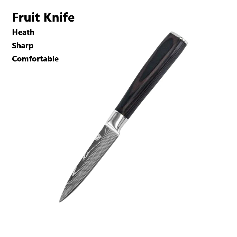 Chef Knife Set – Laser Damascus Pattern, Japanese-Inspired