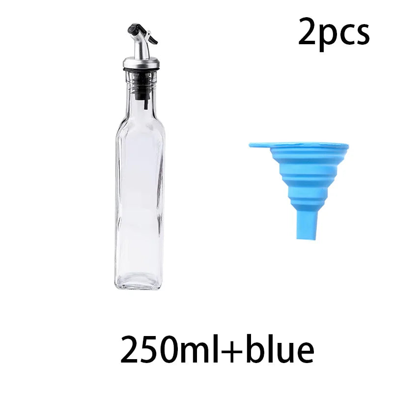 Premium Glass Oil & Vinegar Dispenser Bottles with Silicone Funnel – Multiple Sizes & Colors