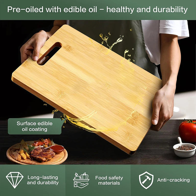 Premium Bamboo Cutting Board Set – Thick, Durable & Eco-Friendly Chopping Boards for Meat, Vegetables & Fruit
