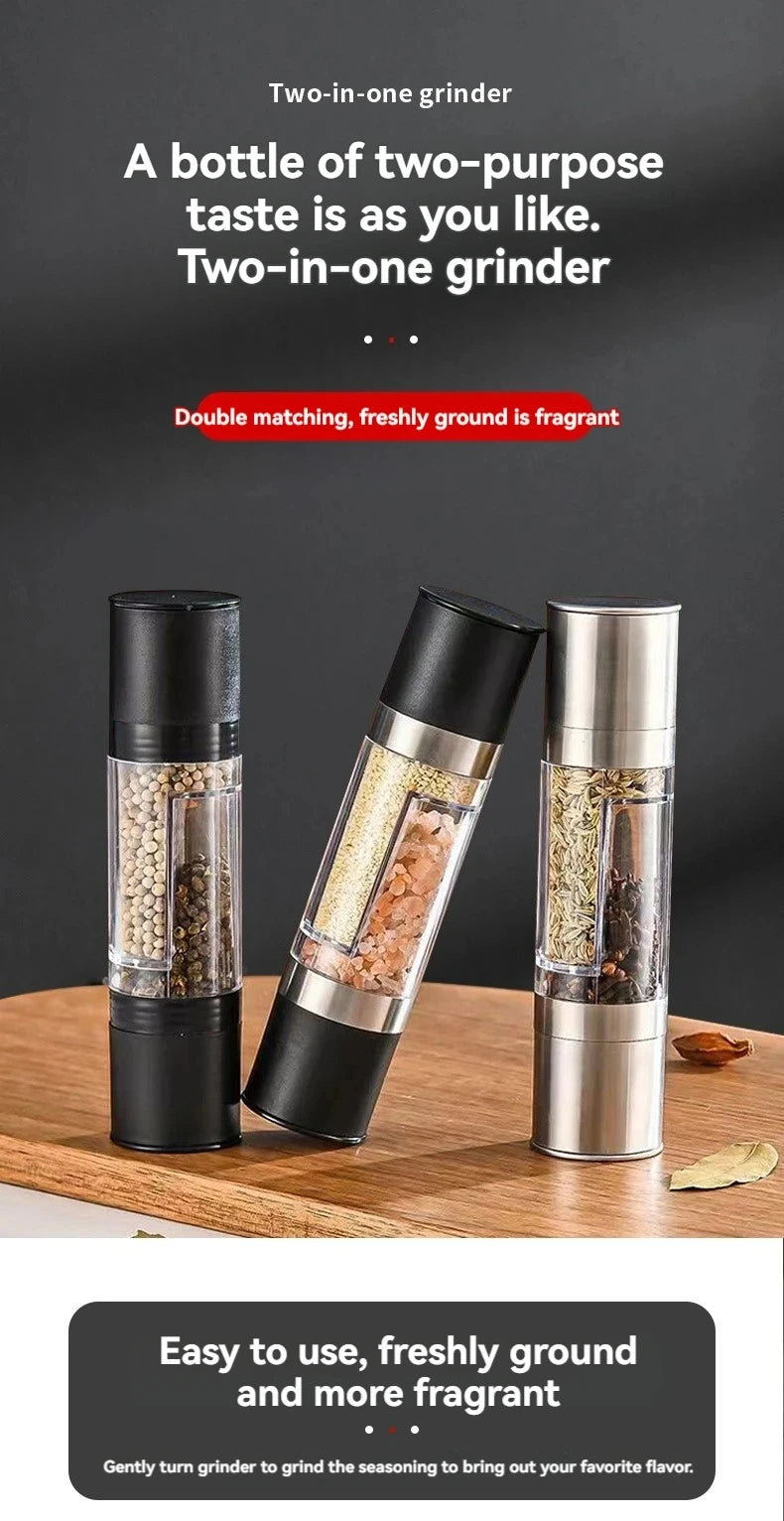 2-in-1 Stainless Steel Salt & Pepper Grinder – Adjustable Ceramic Core