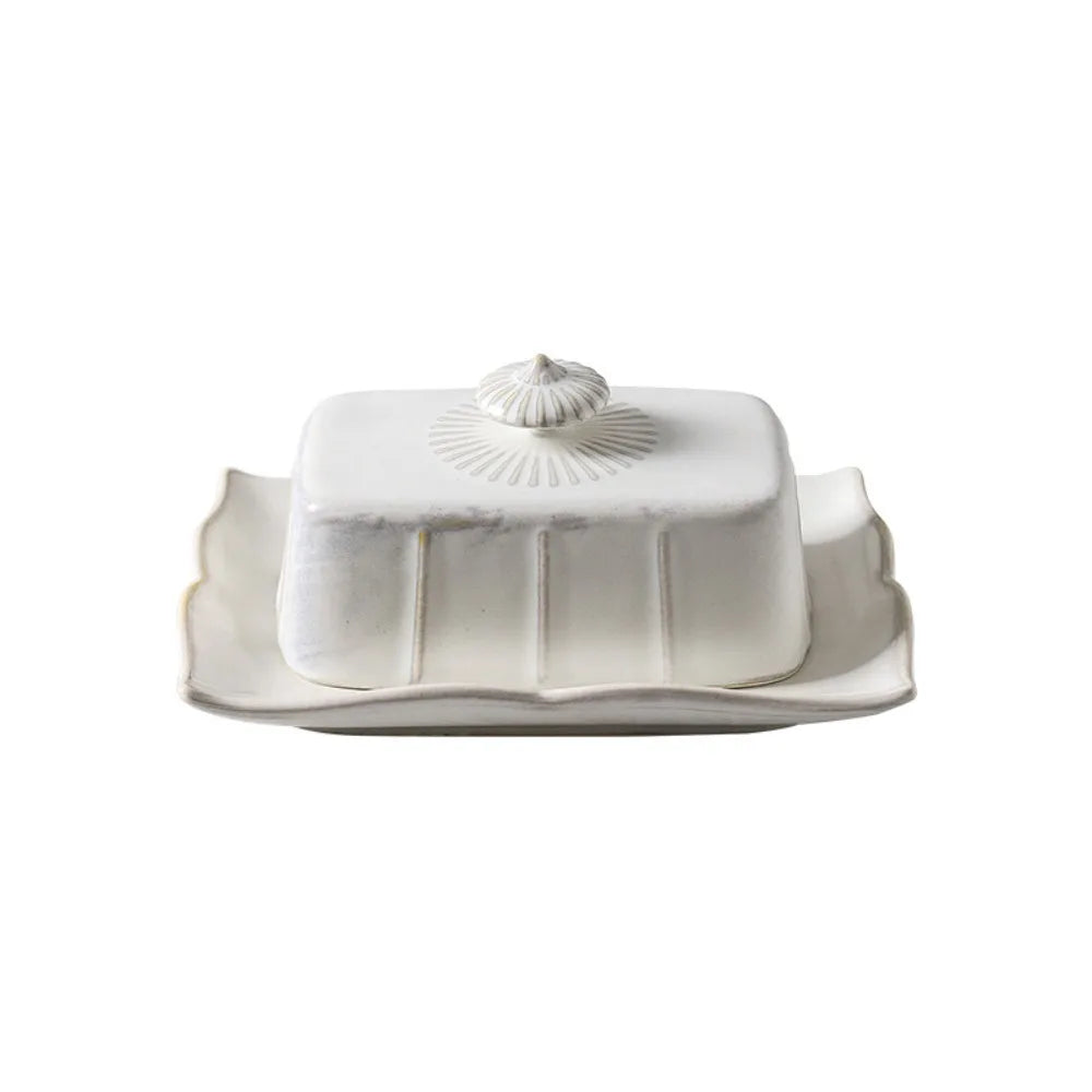 Elegant Ceramic Butter Dish with Lid – Rectangular Design for Butter, Snacks, or Desserts